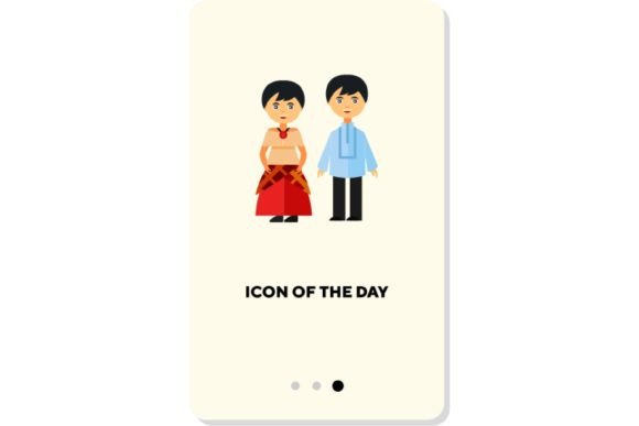 Embracing Heritage: The Role of Couple in National Costumes Flat Icon. P in Modern Digital Design
