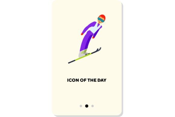 Skiing Flat Icon: Winter, Poles, Ski Jump and Strategic Visual Communication
