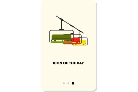 Skiing Flat Icon: Winter Rope Way Isolated