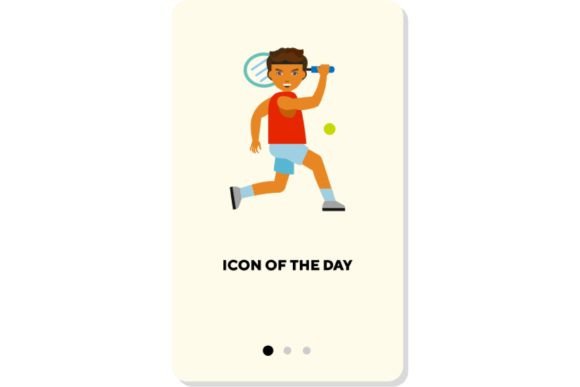 Tennis Flat Icon: Tennis Bat Man Isolate