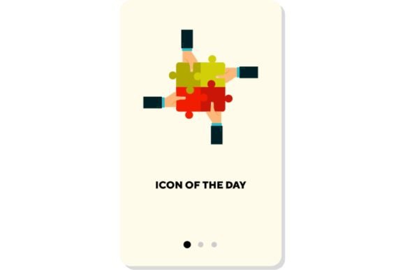 Working Together Thin Flat Icon: Team Di